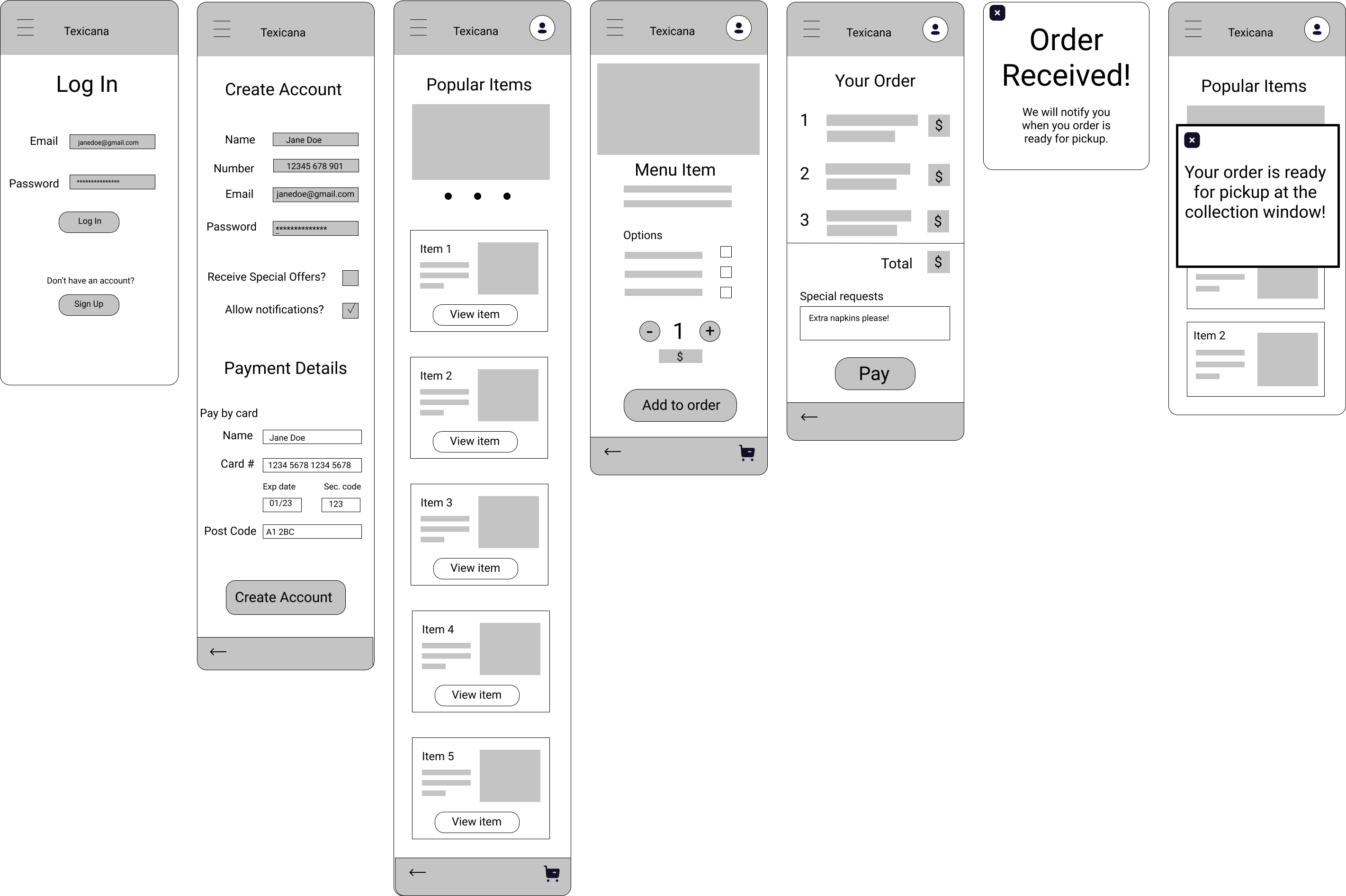 texicana digital wireframes